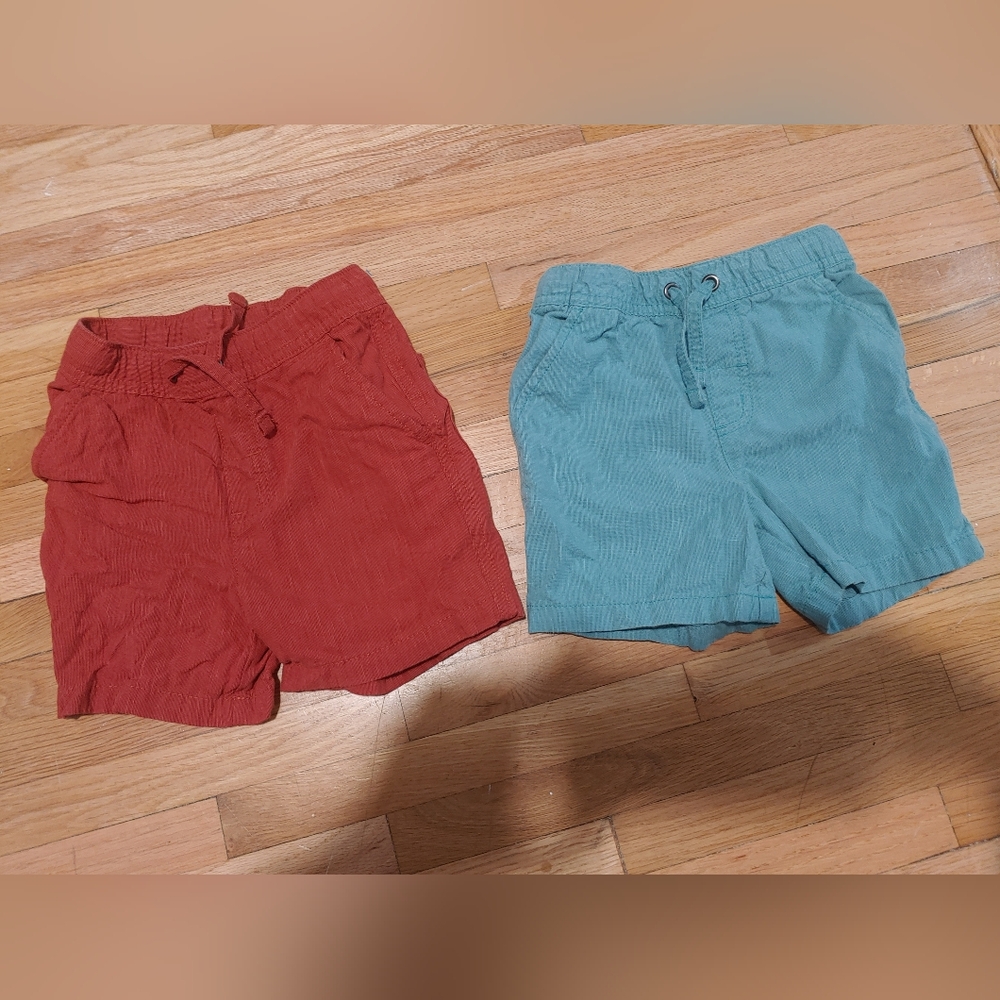Cat & Jack Kids Linen Like Red and Blue Shorts Set / Size 3t